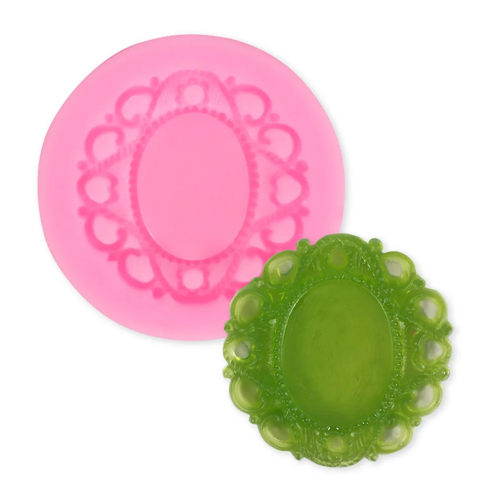 

Food grade cake silicone mold embossed picture frame fondant chocolate decoration lace tool, Pink