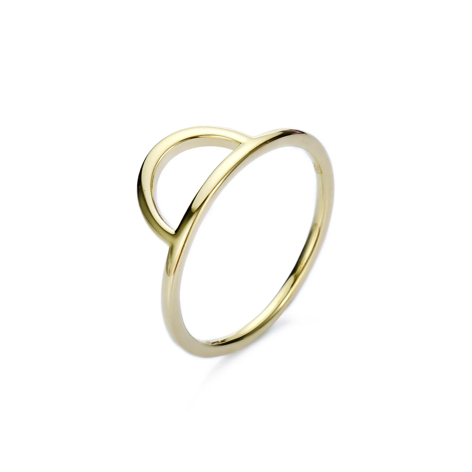 

Top Quality Minimalist Jewelry Titanium 316L Stainless Steel 14k Gold PVD Plated Semi-Circular Ring for Women