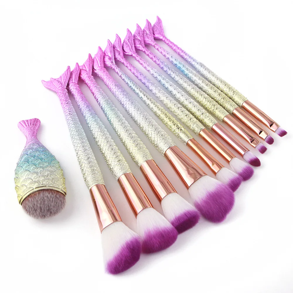 

Custom Logo Cosmetic Accessories New Silver Colorful Glitter Makeup Brushes