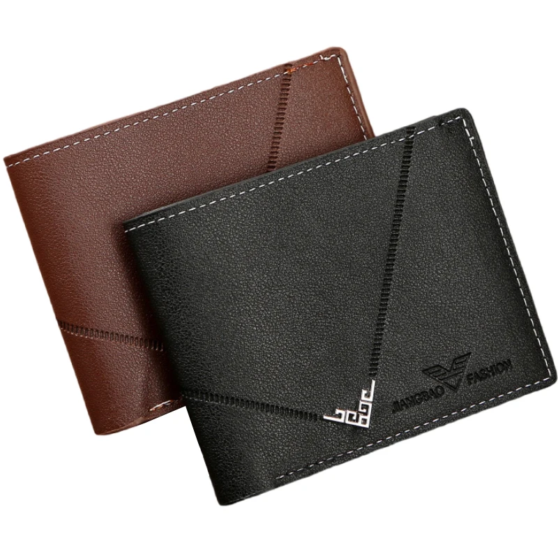 

Cheap Lychee PU Leather Men's Wallet Fashion Short Purse Credit Card Holders Man Slim Travel Cash Binder Wallet