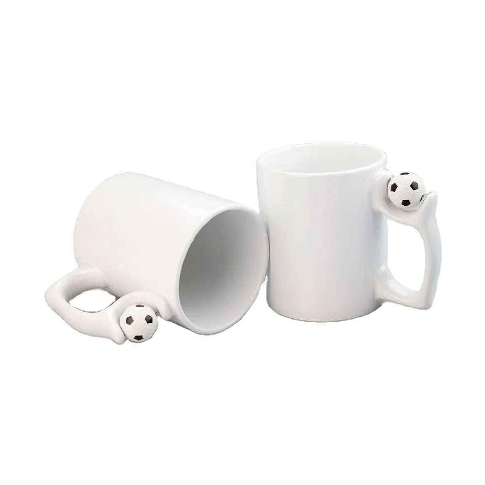 

11oz Porcelain White Blank Football Handle Mugs For Sublimation Custom Mugs