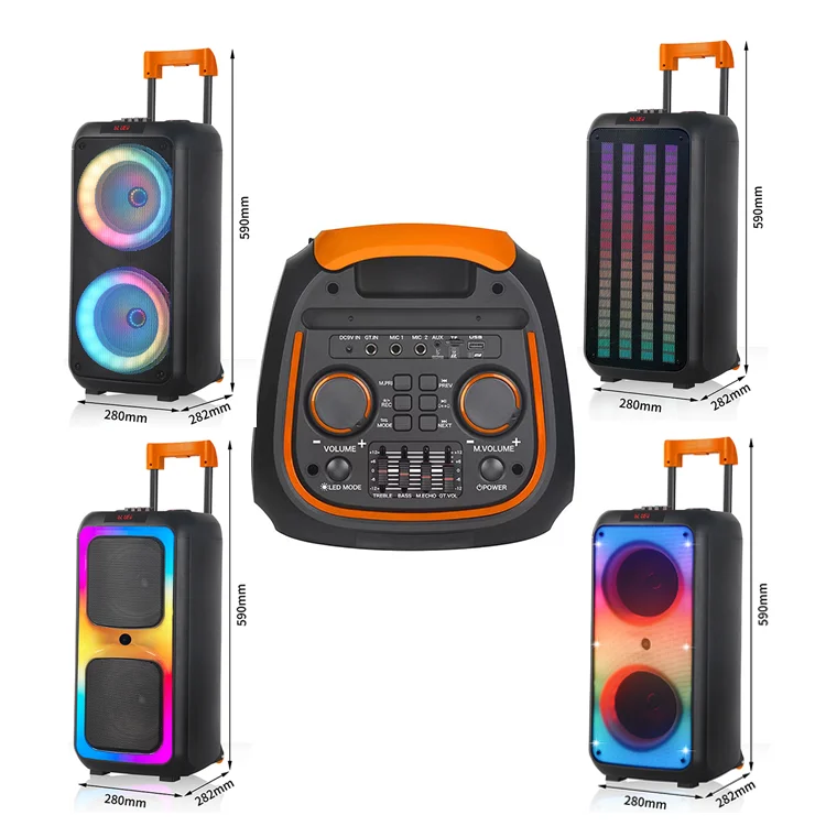 

1098 hot sells well Speaker Double 8 Inch Horn Big TWS Trolley Speaker With Screen Wireless Microphone