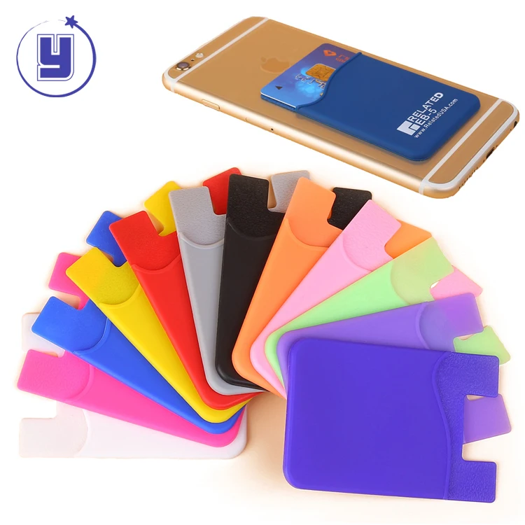 

Custom Silicone Card Holder 3M Adhesive Credit Card Soft Silicon Sticky Cell Phone Card Holder, Customized