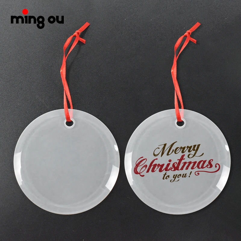 

Wholesale Glass Christmas Ornaments Customized Sublimation Crystal Glass Pendant Christmas Ornaments