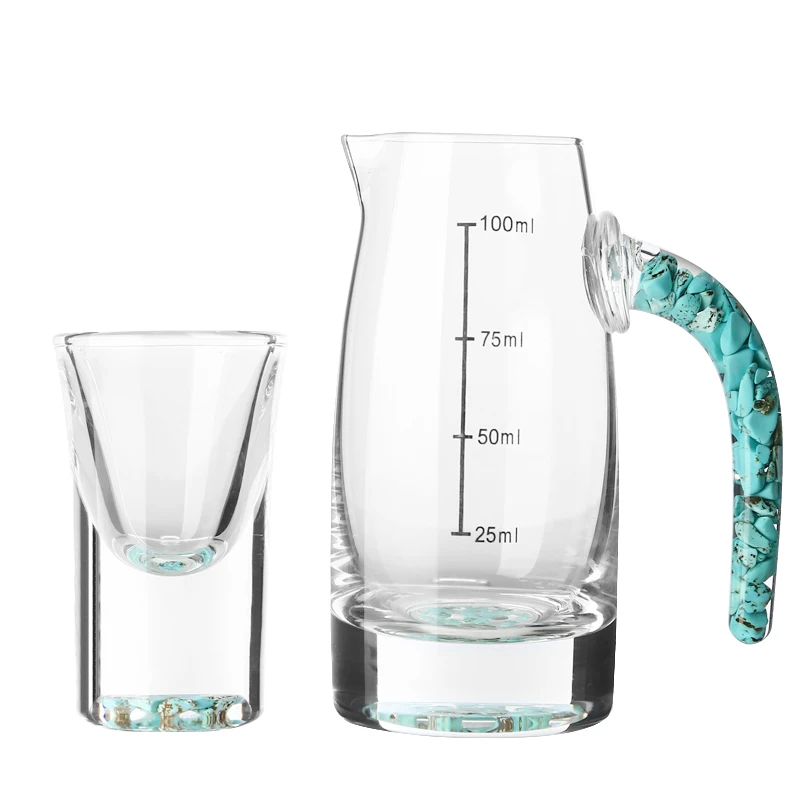

New Design Crystal Hand blown Shot glasses Set with Kallaite Gift Box