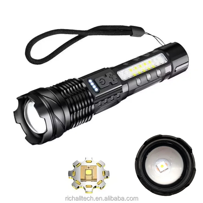 Made China Powerful 1000 Lumen IP54 Waterproof High Power USB Rechargeable Tactical Adjustable Beam Zoom Led Flashlight