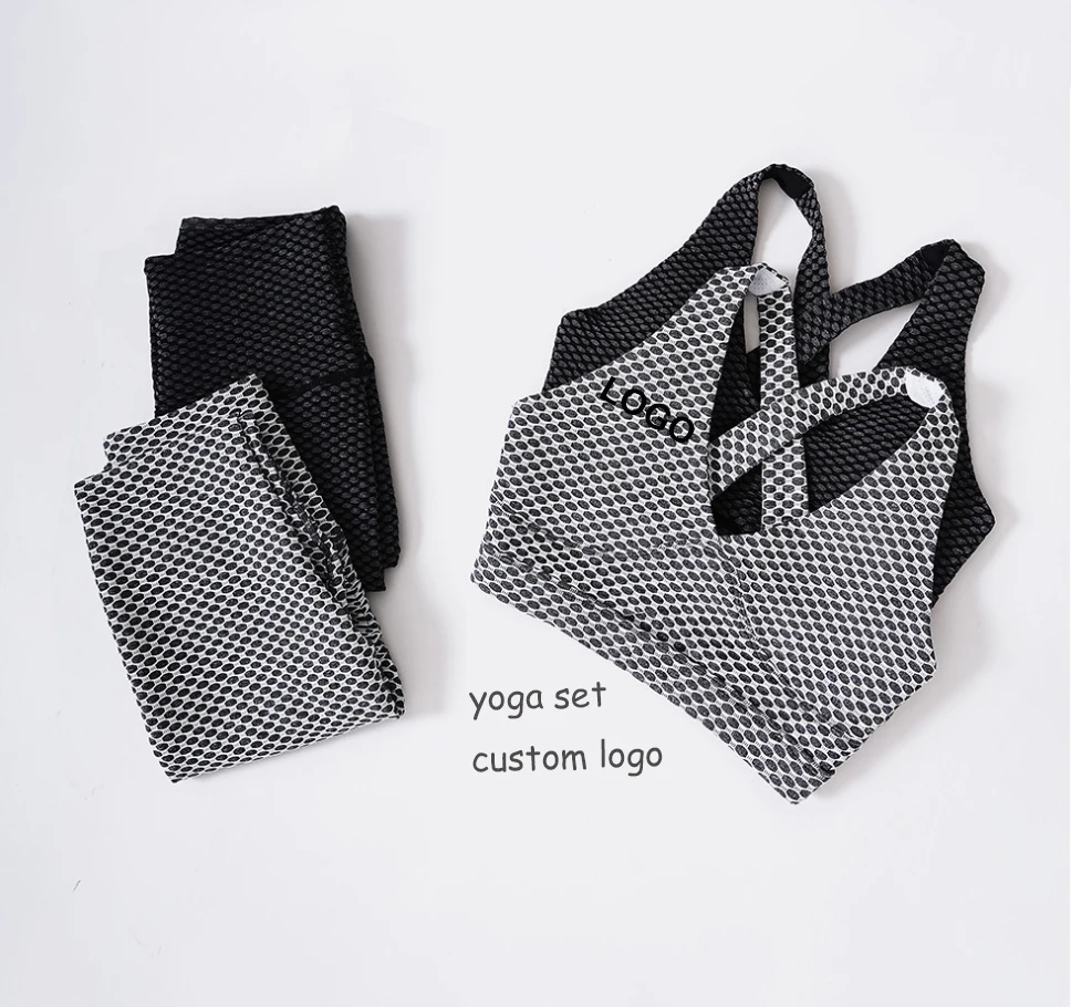 

2021 Custom Logo Sportswear Women High Waist Fitness Workout Clothing Two Piece Yoga Sets Bra Biustonosz And Leggings Yoga Set, Can do as your require