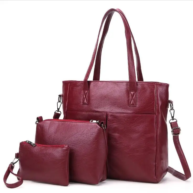 

Manufacture Direct Sale New style High quality lady vintage Casual tote bag 3 pcs handbag set