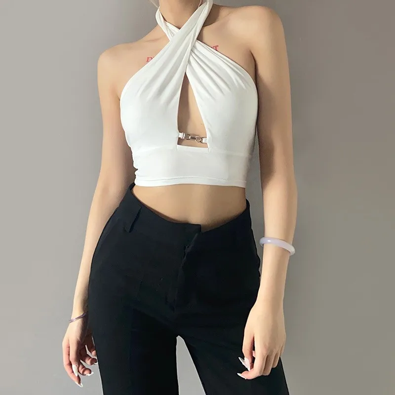 

2021 new arrivals summer tank top women collection halter solid cami top women fashion sexy crop top