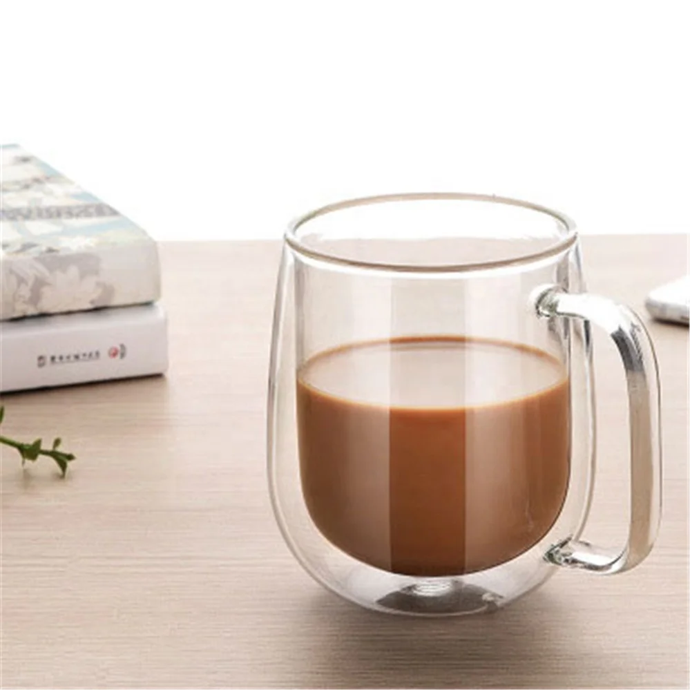 

Wholesale Double Wall Insulate Crystal Clear Glass Coffee Mugs Coffee Mug Double Wall Cups