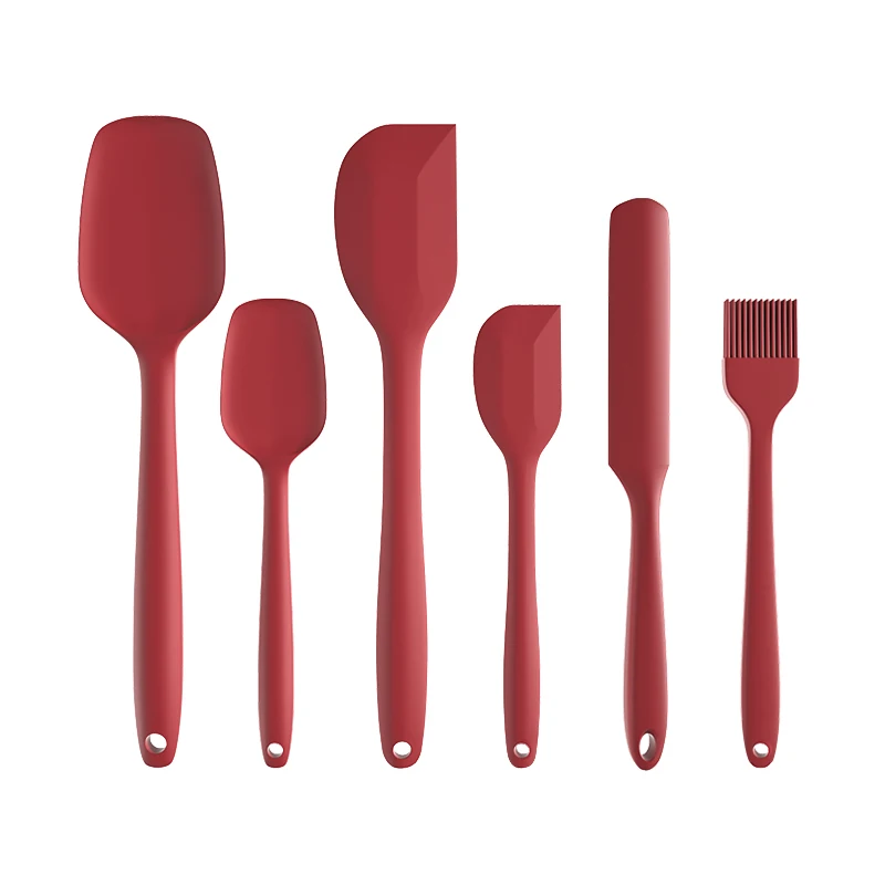 

4pcs/6 piece of custom cooking utensils set, High heat-resistant Kitchen premium food grade rubber non-stick silicone spatula, Red, black,customized