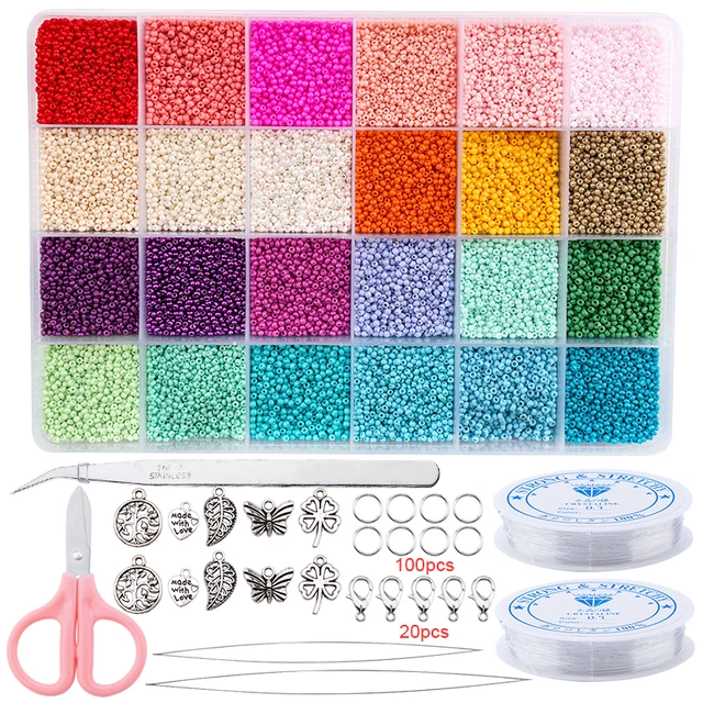 

20000pcs Jewelry Making Kit Glass beads Set  Seed Beads Bracelets Necklace Ring For DIY Art Craft, 24 colors
