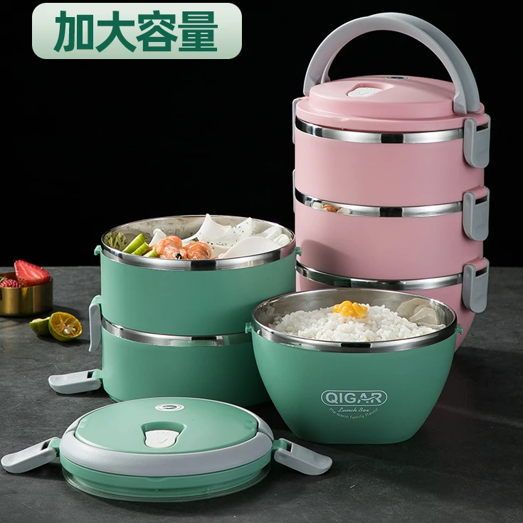 

3 layers Bento Lunch Box Stainless Steel Leakproof Stackable Lunch Box Eco friendly Bento lunch box, As the picture as you see or customized