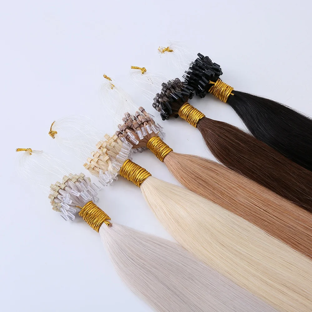 

TopElles 12 A remy virgin human hair easy Micro Ring/Links/Loop/Beads Hair Extensions 1g/strand micro loop hair for women, Custom colors