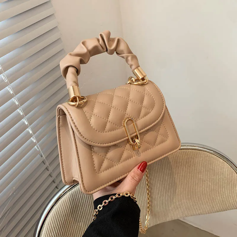 

2021Fashion korean style sling bags for women messenger bag ruched handle mini crossbody bag