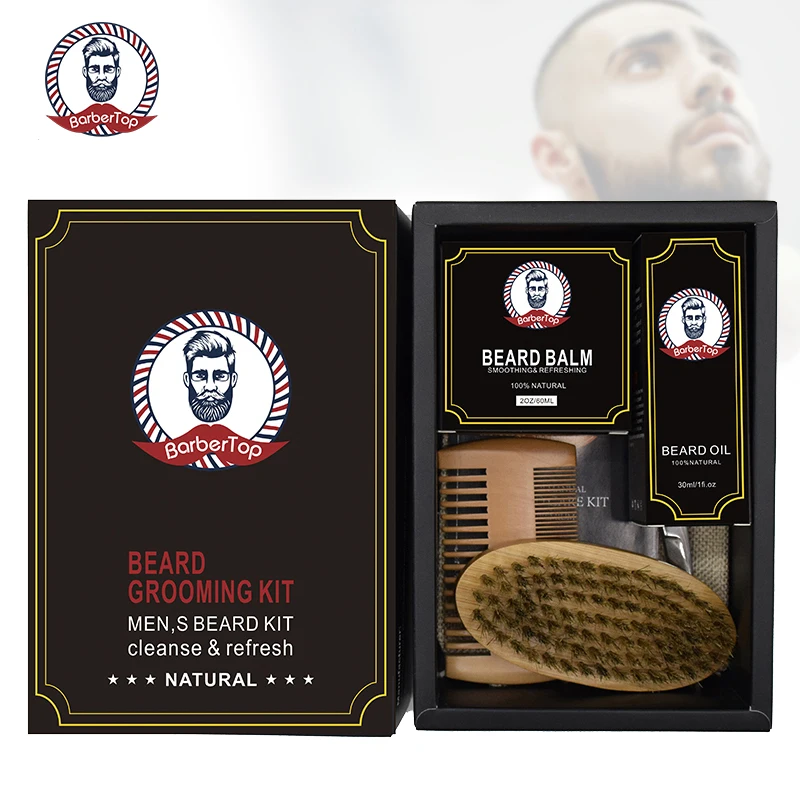 

Men's personal beard care tools, beard comb and brush set, beard growth oil, Picture