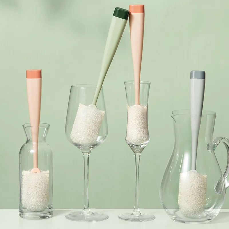 

Kitchen Decontamination Removable Cleaning Bottle Brush Sponge Long Handle Brush Replaceable Cup Brush