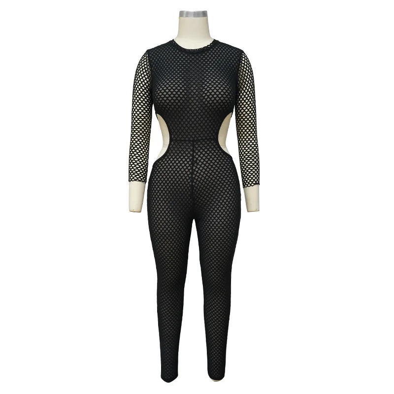 

Hot Sale Black Perspective Night Out Women Club Bodycon jumpsuit Sexy