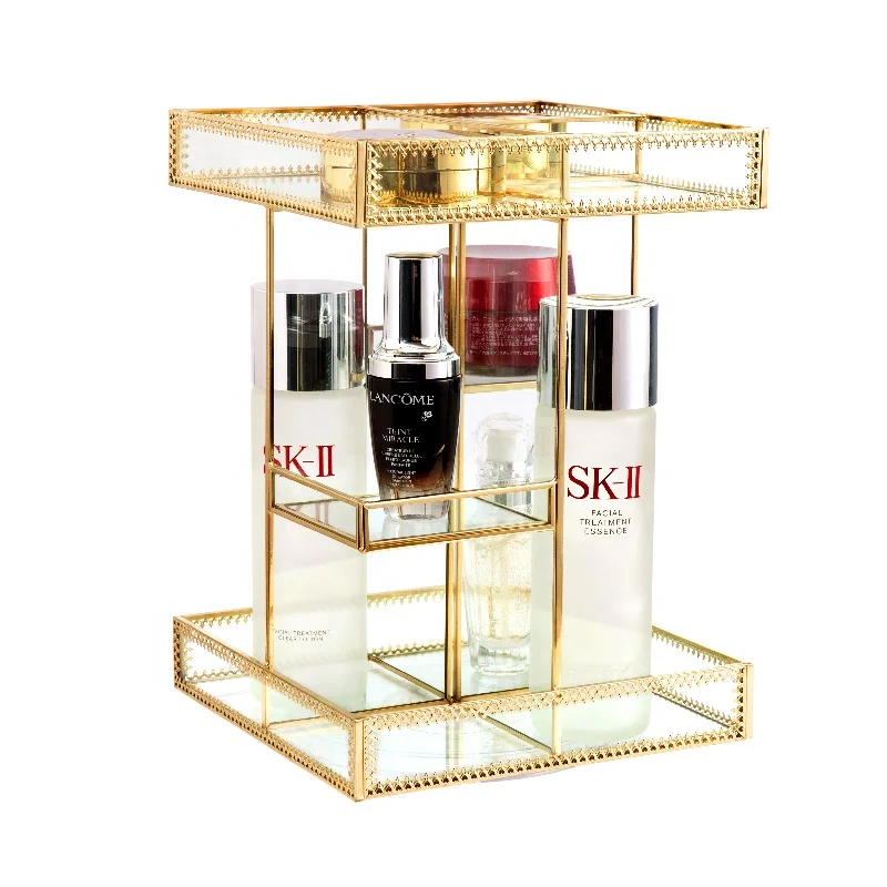 

360 Rotating Square Four tiers Makeup Display Cosmetic Storage Organizer