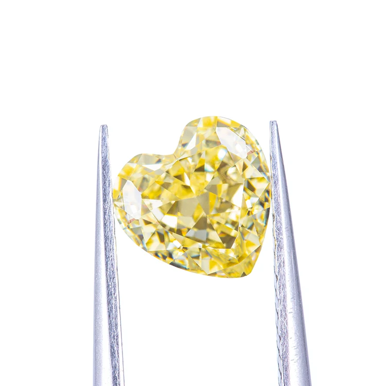 

Wholesale heart cut loose gemstone for diamond necklace simulant Yellow diamond, Fancy yellow diamond