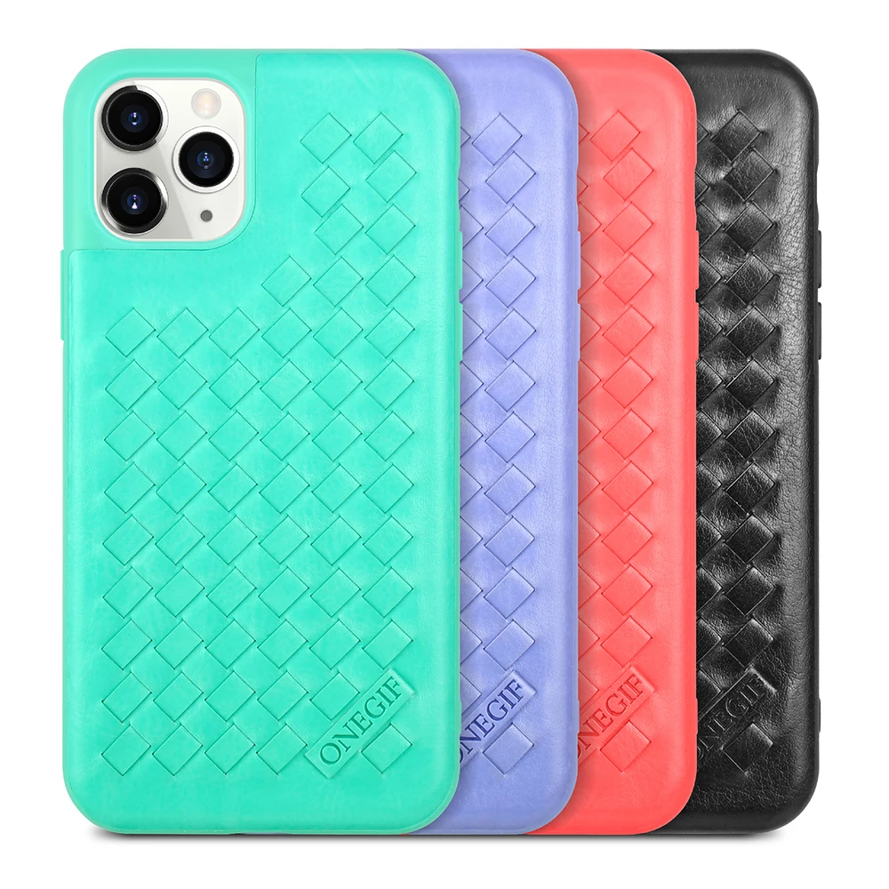 

Luxury Braided Pu Leather Mobile Phone Case For iPhone 11 12 Pro Max Case Shockproof Cover, 4 colors