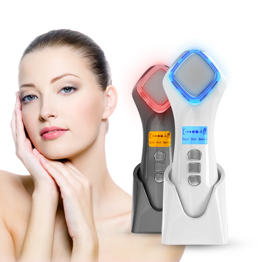 

OEM Facial Lifting Skin Care Wrinkles Removal Skin Tightening Face Massager LED Light Photon Therapy Hot Cold Beauty Device, White,black