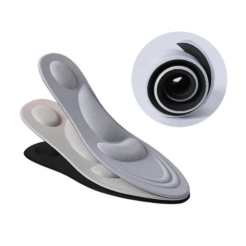 

Extra Thick Memory Foam Insoles 4D Barefoot Arch Support Insoles, Grey/black,customized