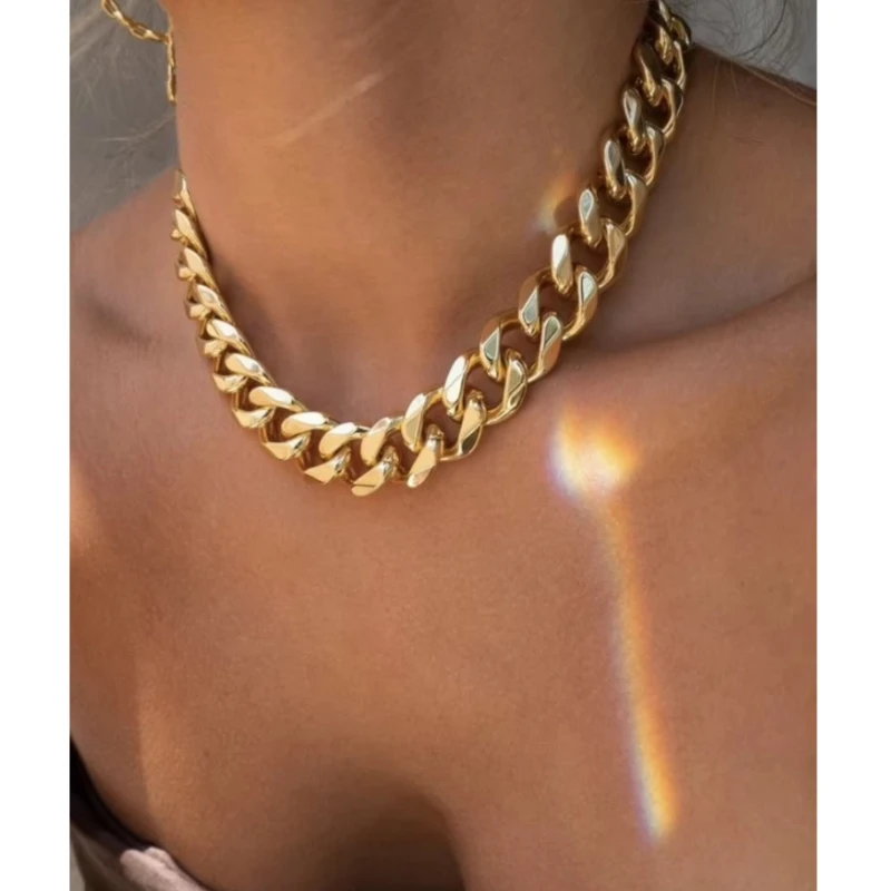 15mm Joolim Jewelry 18K Gold Plated High Quality Polished Mirror Shiny  Chunky Cuban Stainless Steel Necklace