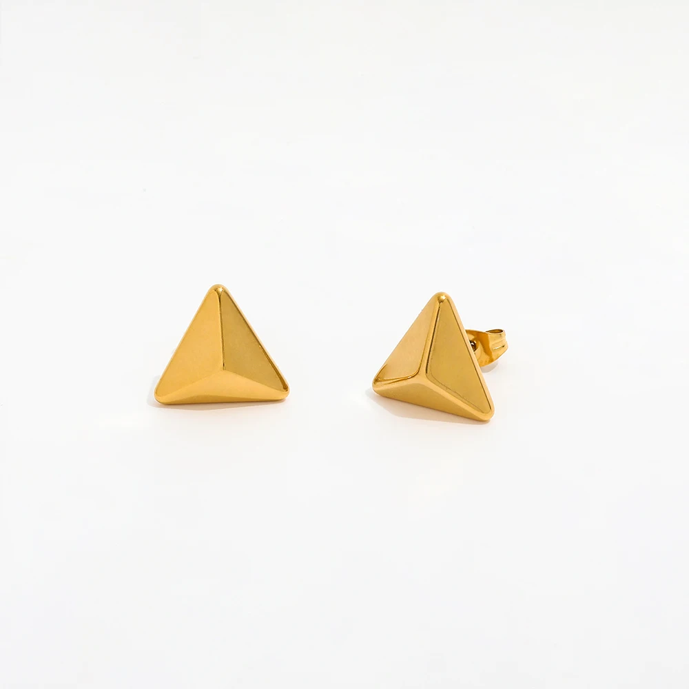 New Trendy Earring 18K Gold Plated Dainty Cube Triangle Stud Earrings Earrings Wholesale Stainless Steel for Women