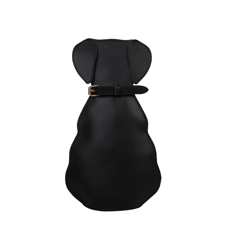

Ladies Personalized Cute Dog Shape Women Chest Bags PU Leather Shoulder Bags, Black