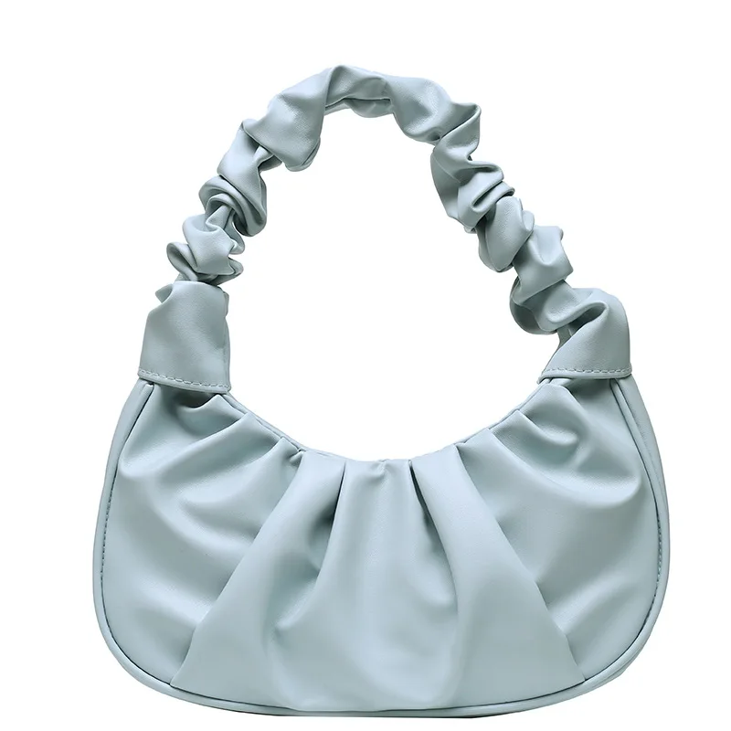 

2021 designer fashion pleated pu leather ladies shoulder purse handbag handle bag for women, 4 colors