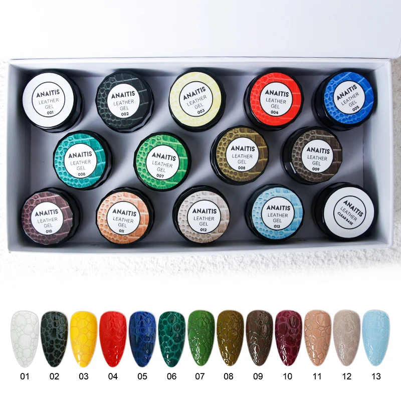 

wholesale full cover 14 colors long lasting leather effect 1 set nail gel polish