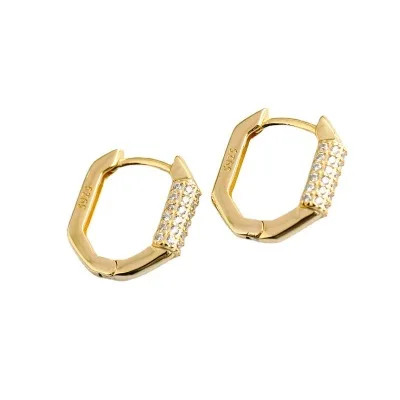 

Fashion women jewelry 2021 earrings dainty gold plated ear ring square hoop earring 925 silver