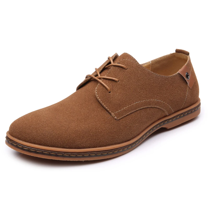 

Fashion Casual Shoes Comfortable Flats with Suede Genuine Leather Shoes Plus Size