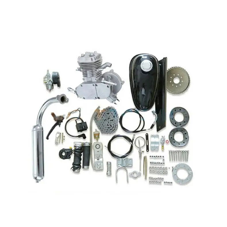 

48cc 49cc 50cc 60cc 66cc 80cc mountain bike beach cruiser moped 2-stroke motor engine kits for bikes, Silver, black