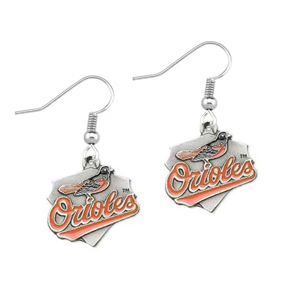 

Silver plated MLB Baltimore Orioles Championship triangle earrings