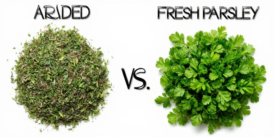 Parsley conversion chart showing 1 tbsp dried = 3 tbsp fresh