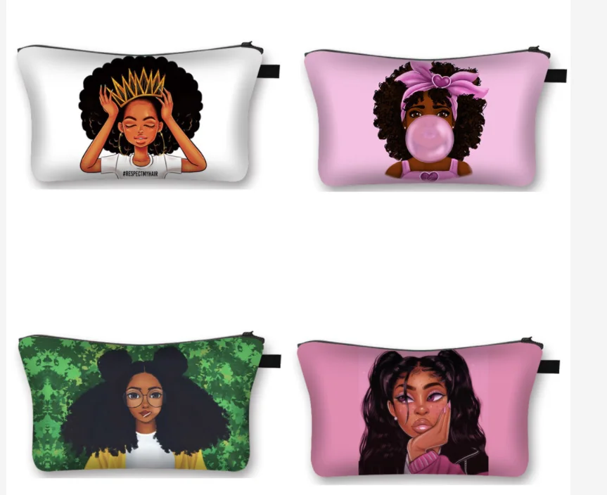

Black Art Girls Magic African Make Up Pouch bag Toiletry Travel Organizer Makeup Cosmetic Bag Women, Mxied