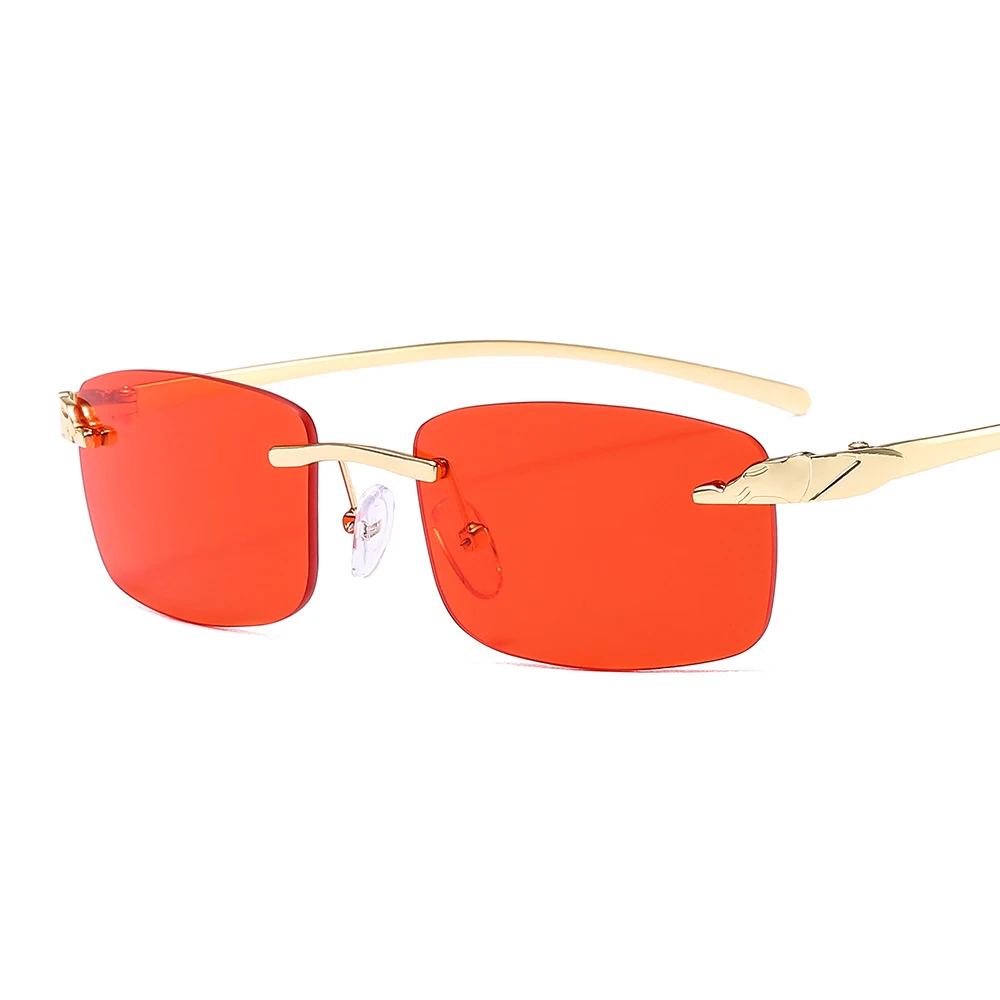 

Rectangle Rimless Sunglasses Women Square Vintage Sunglasses Brand Designer Men Retro Small Yellow Gradient Glass UV400 Eyewear, Custom colors