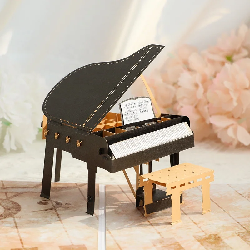 Blessing 3d Gift Card Piano Model 3D Three-dimensional Thank You Gift Business Greeting Card for Friends