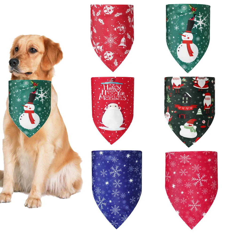 

Wholesale Eco Friendly Personalized Cotton Christmas Santa Claus Pet Dog Bandana, Picture shows