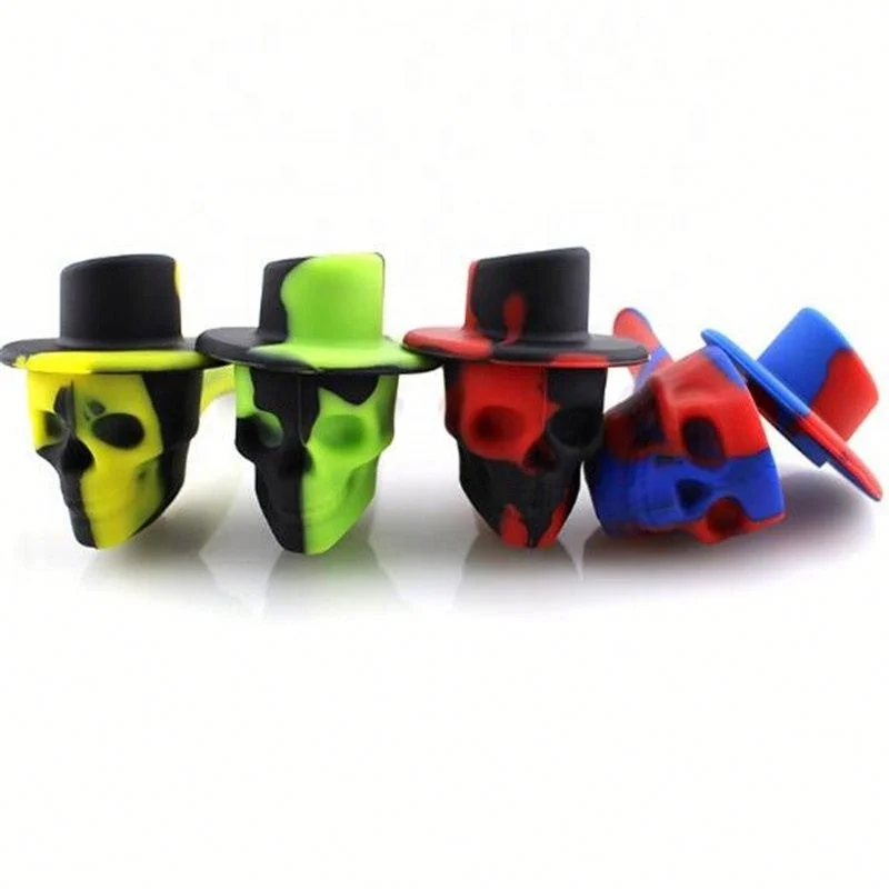 

Silicone Creative Sk-ull Smoke Pipe Unbreakable Ghost Hat Smoking Accessories jhcentury, Red-black/red-blue/yellow-black/green-black