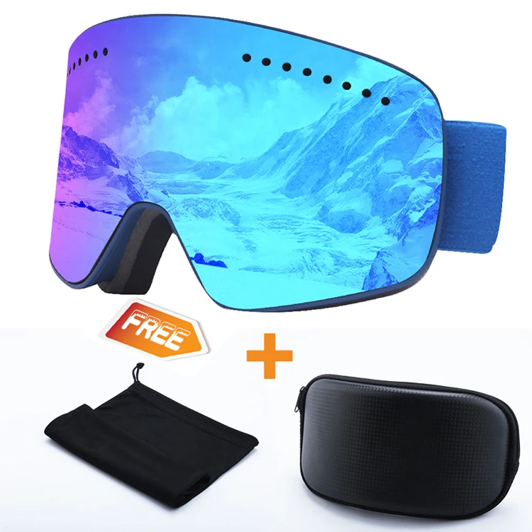 

2021 Wholesale Fashion Sport Glasses For Skiing Customized Logo Magnetic Fast Replaceable Lens Anti Fog Skiing Sport Glasses