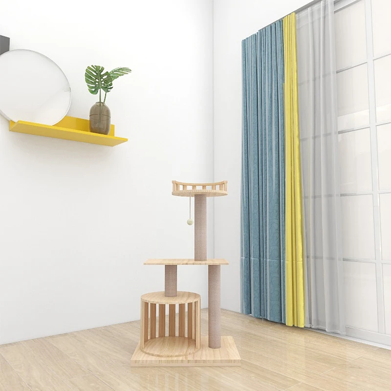 

C-14 Manufacturer wholesale simple sisal scratcher condo cat climb tree, Yellow