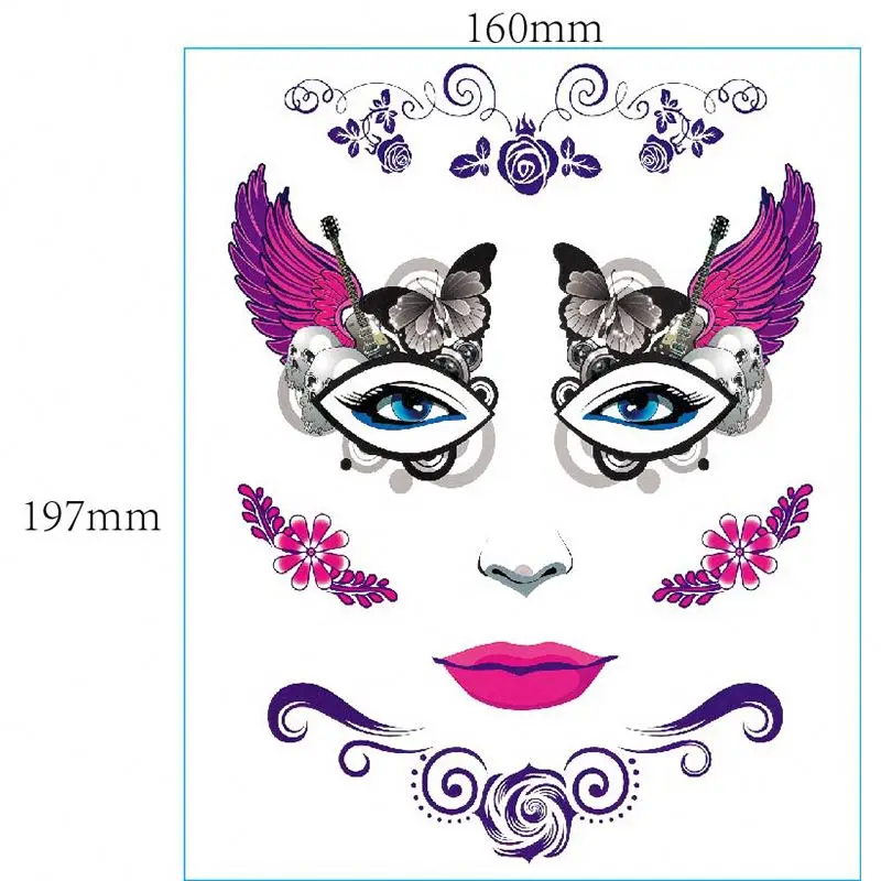 

Various designs halloween decor face tattoo sticker non-toxic temporary waterproof face sticker atmosphere masquerade tattoo