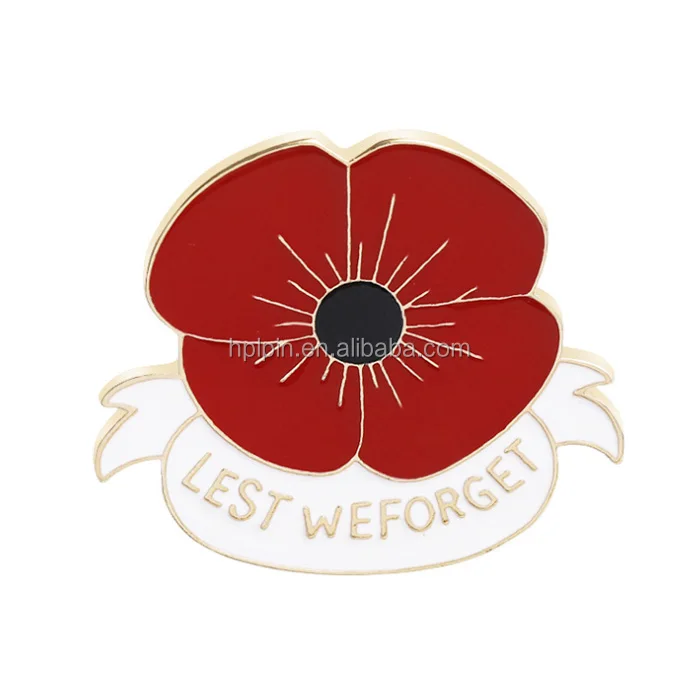 Wholesale Custom Bulk Remembrance Day Poppy Pins Badge Poppy Lapel Pin
