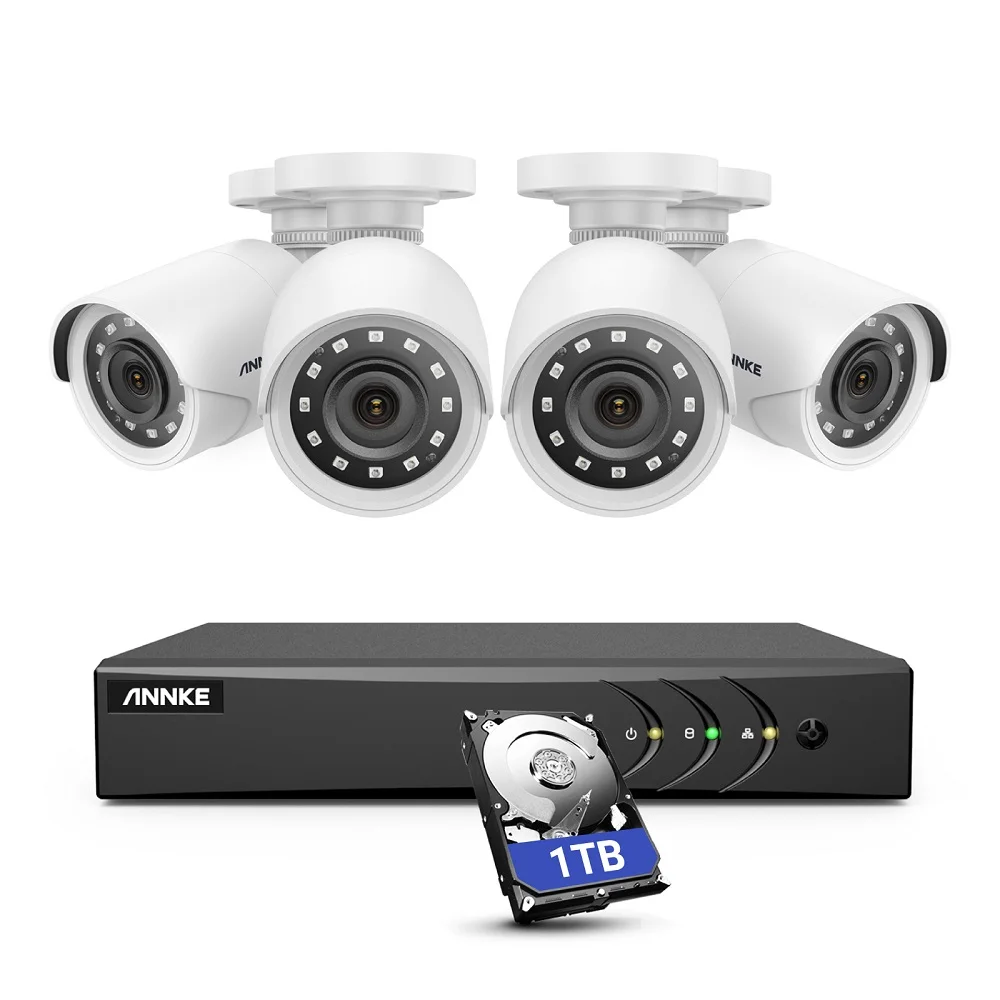 

E200 1080P CCTV Surveillance Camera System 100 ft Night Vision HD Waterproof TVI Bullet Security Cameras 5-in-1 8CH DVR System