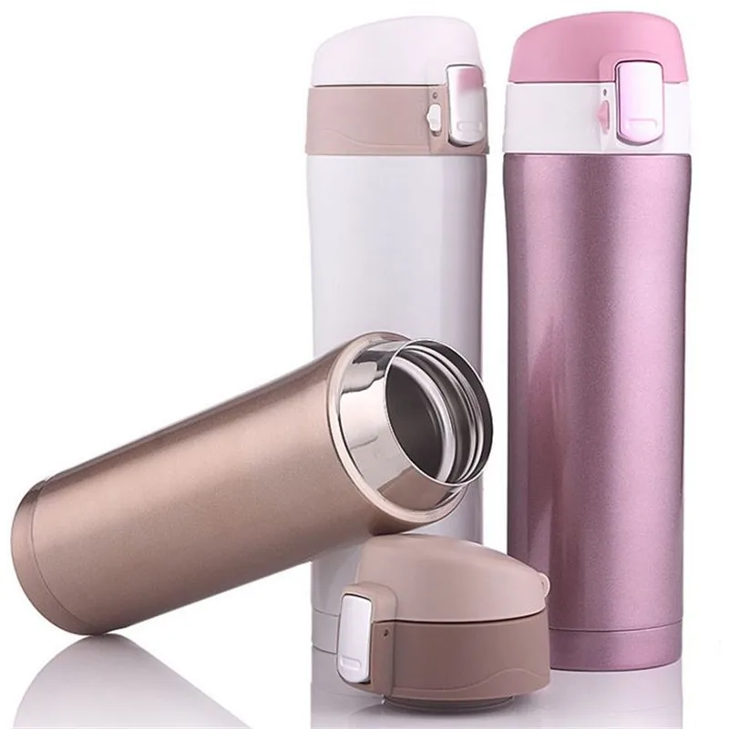 

500ml Insulated Cup Pop-up Lock Lid Coffee&Tea Mug 304 Stainless Steel Thermos Vacuum Water Bottle For Drive To Keep Warm & Cold, Blue