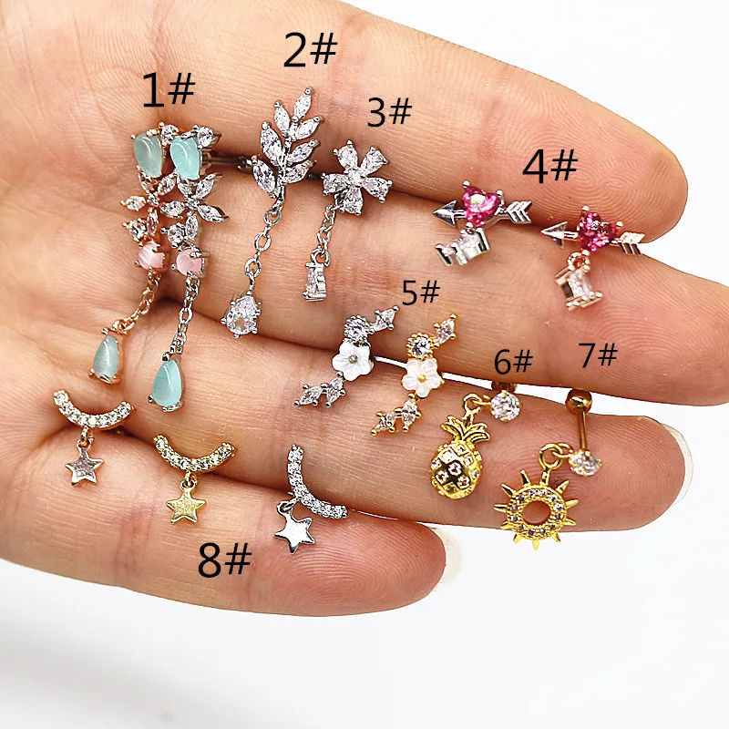 

Wholesale Custom Fashion Body Jewelry Diamond Male Earring Romantic Alloy Popular Woman Rhinestone Crystal Earrings, Optional