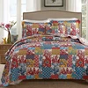Cotton Reversible Patchwork Coverlet Bedspread Bedding Sheet Set